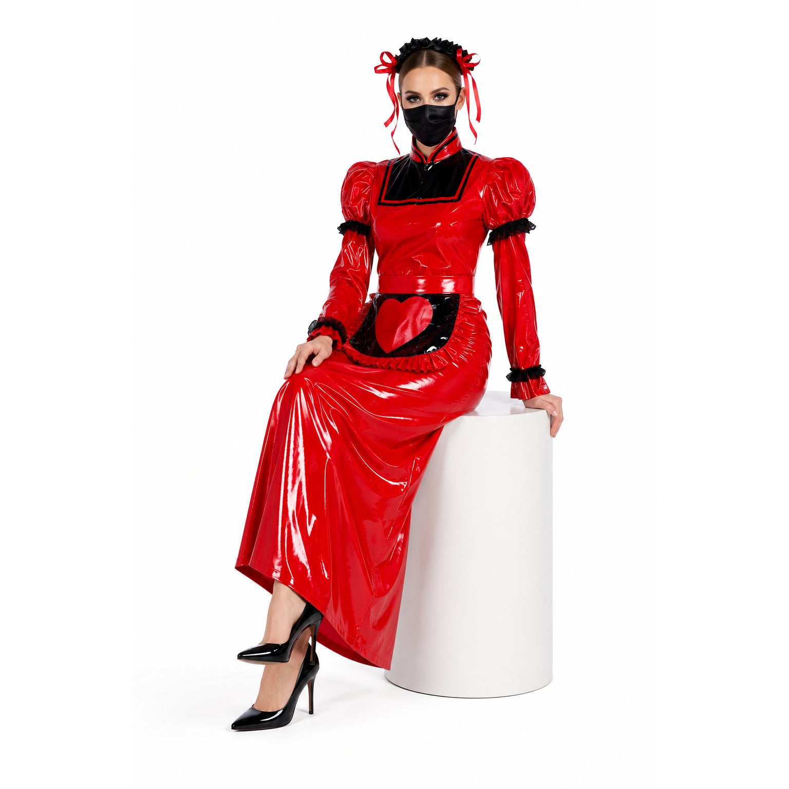 red thin pvc dress G2304