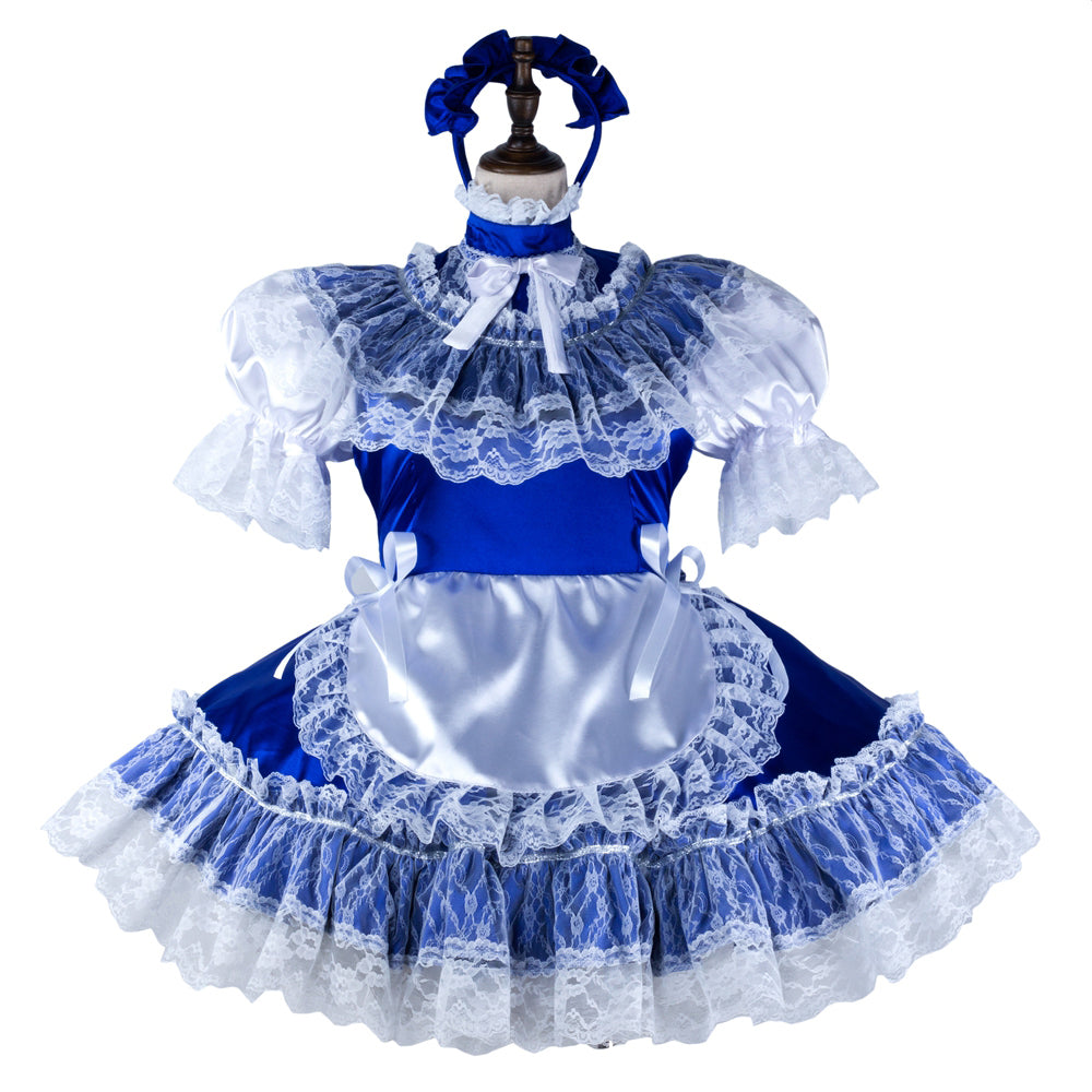 blue satin dress G2307