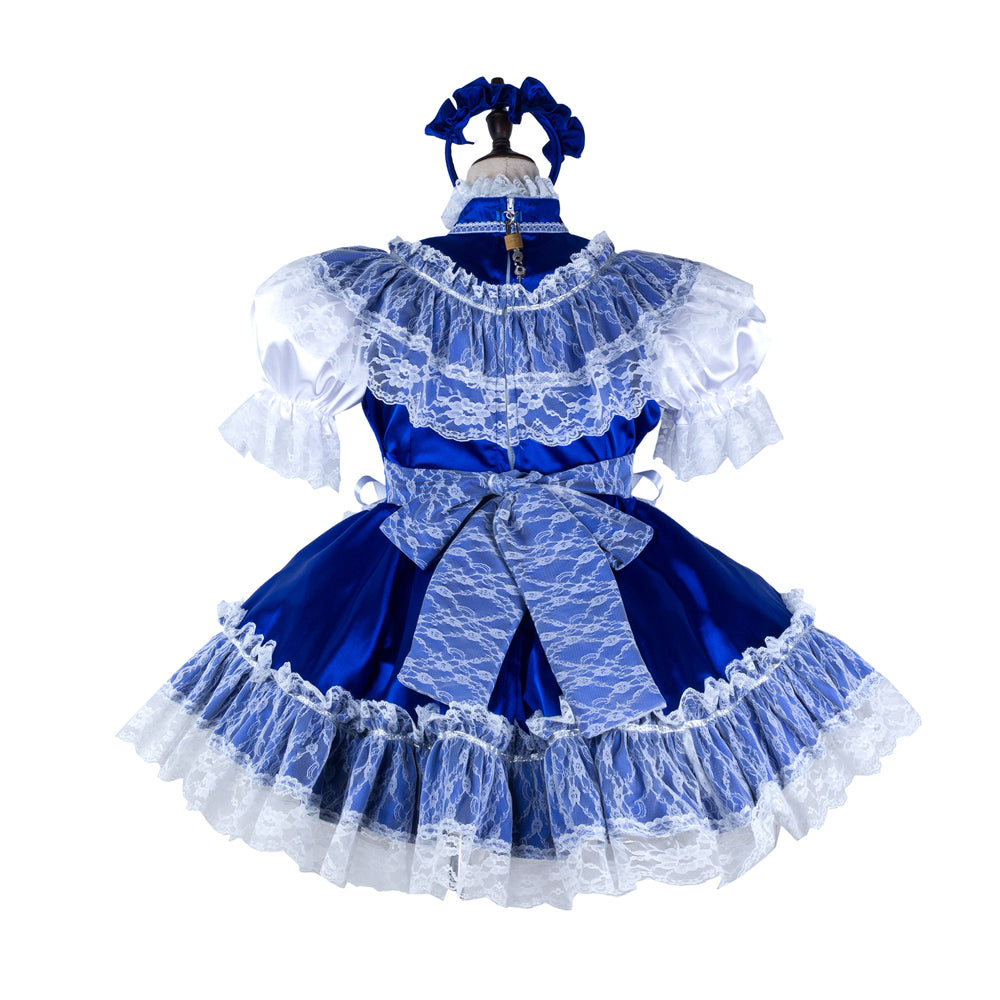 blue satin dress G2307