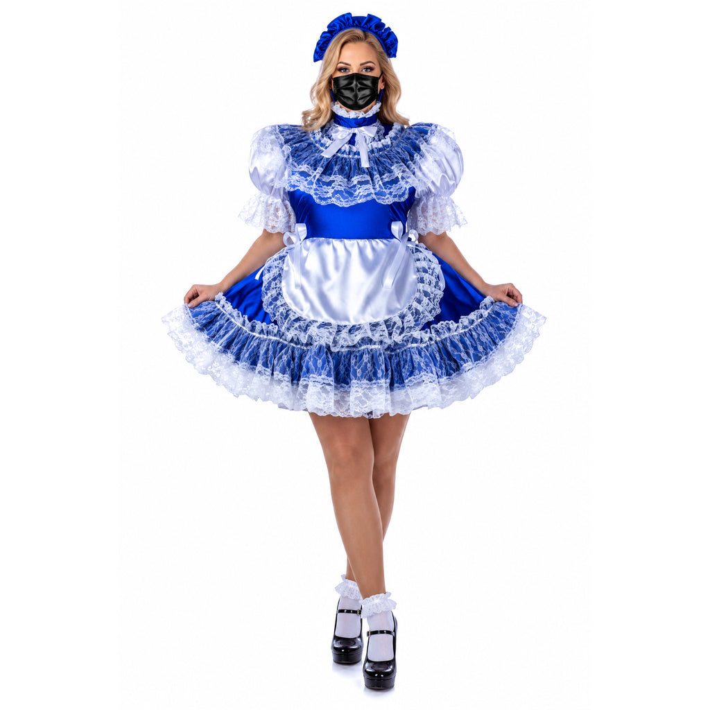 blue satin dress G2307