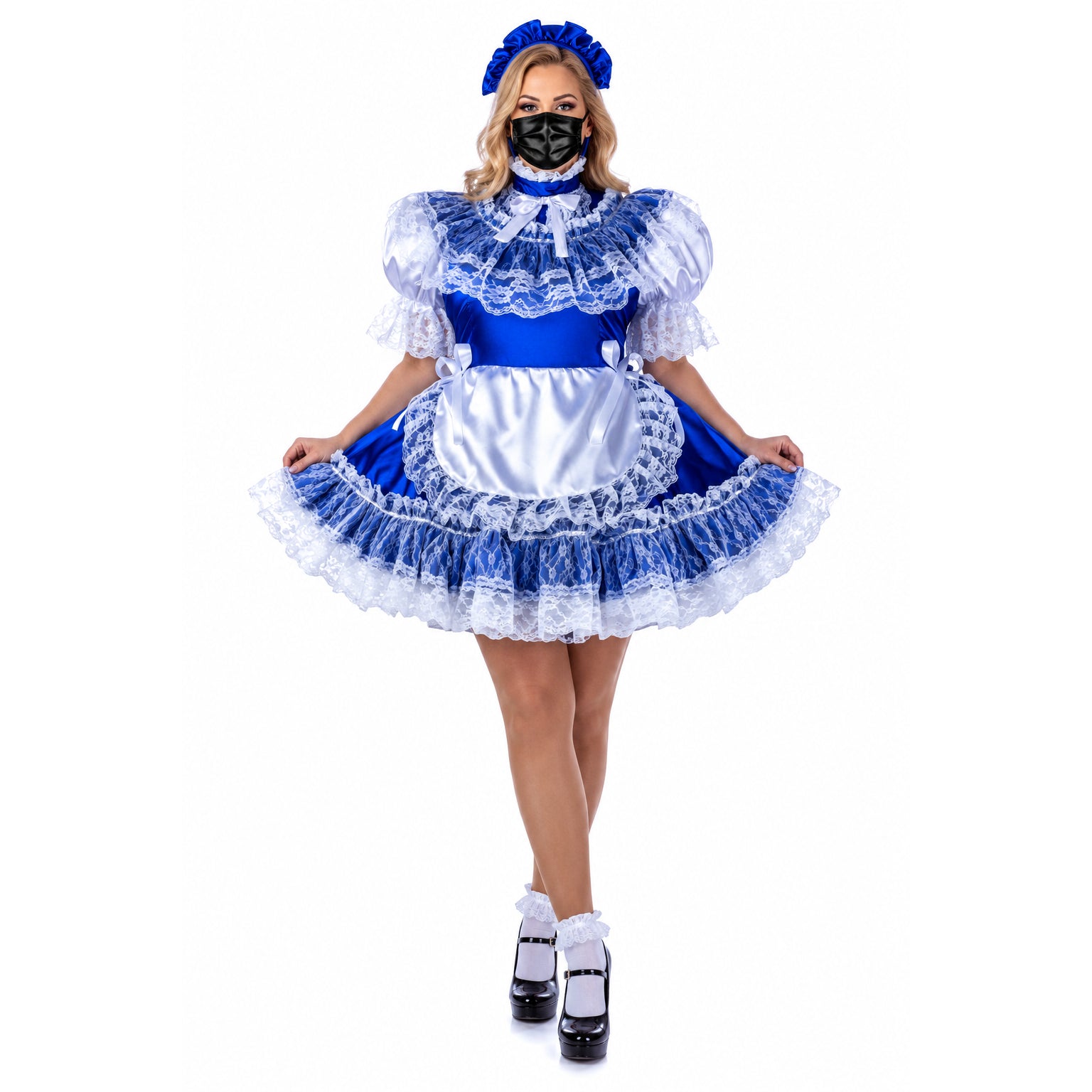 blue satin dress G2307