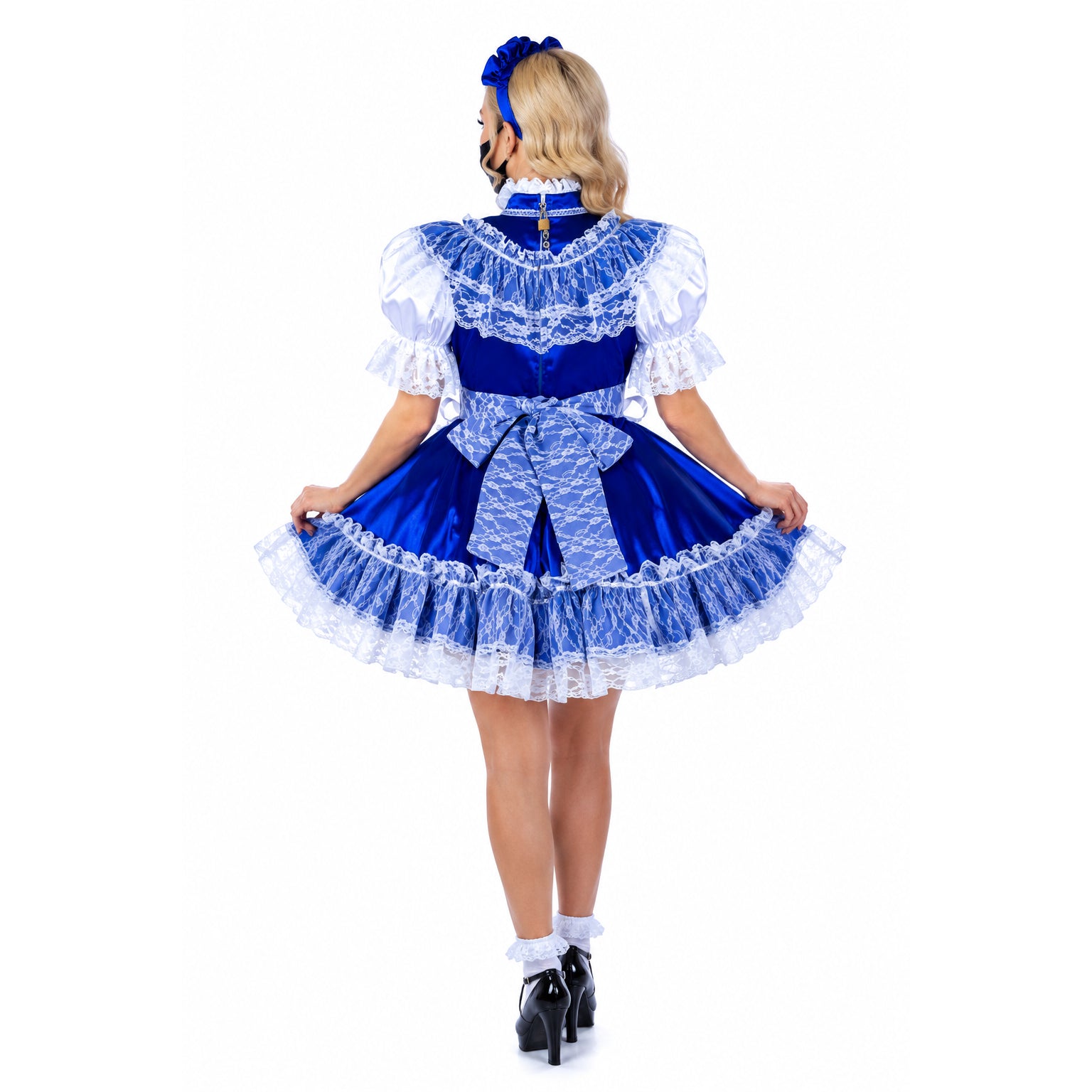 blue satin dress G2307