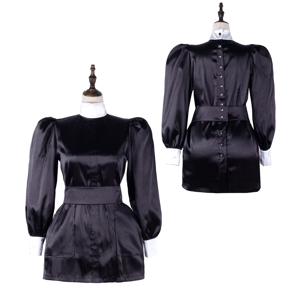 black satin dress G2308