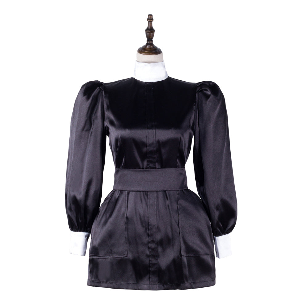 black satin dress G2308