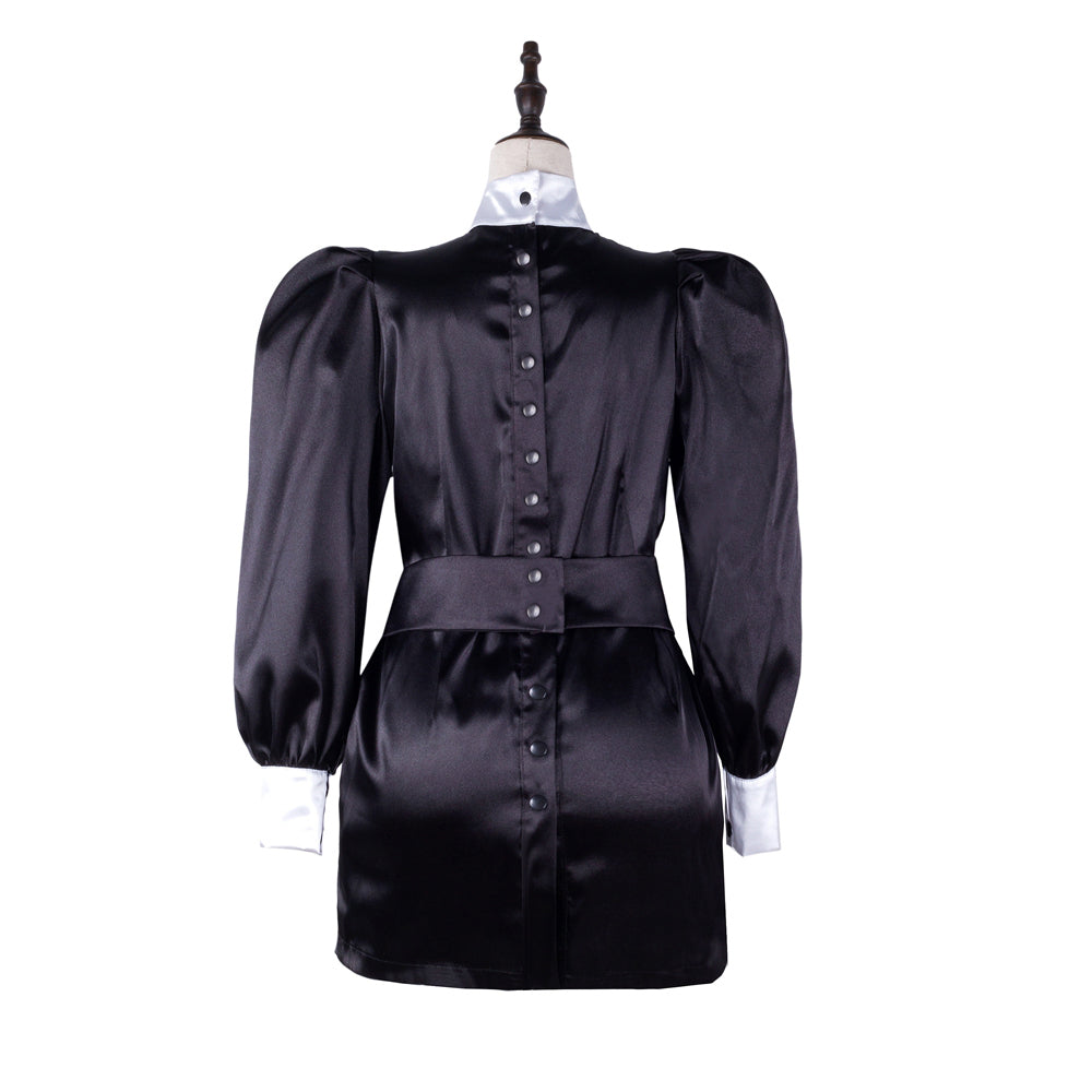 black satin dress G2308