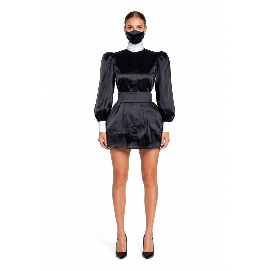 black satin dress G2308