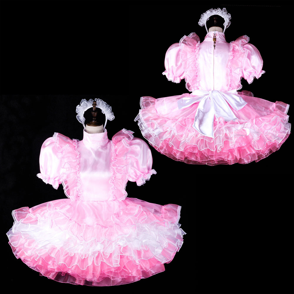 pink satin organza dress g2309