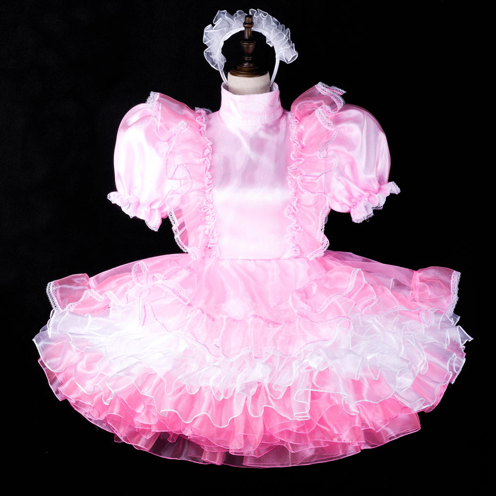 pink satin organza dress g2309