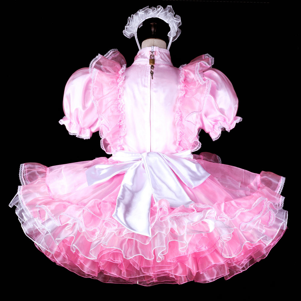pink satin organza dress g2309