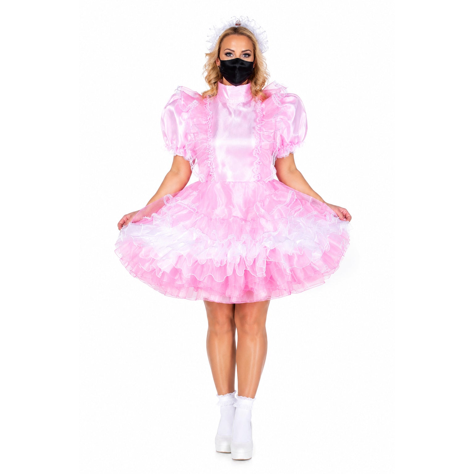 pink satin organza dress g2309