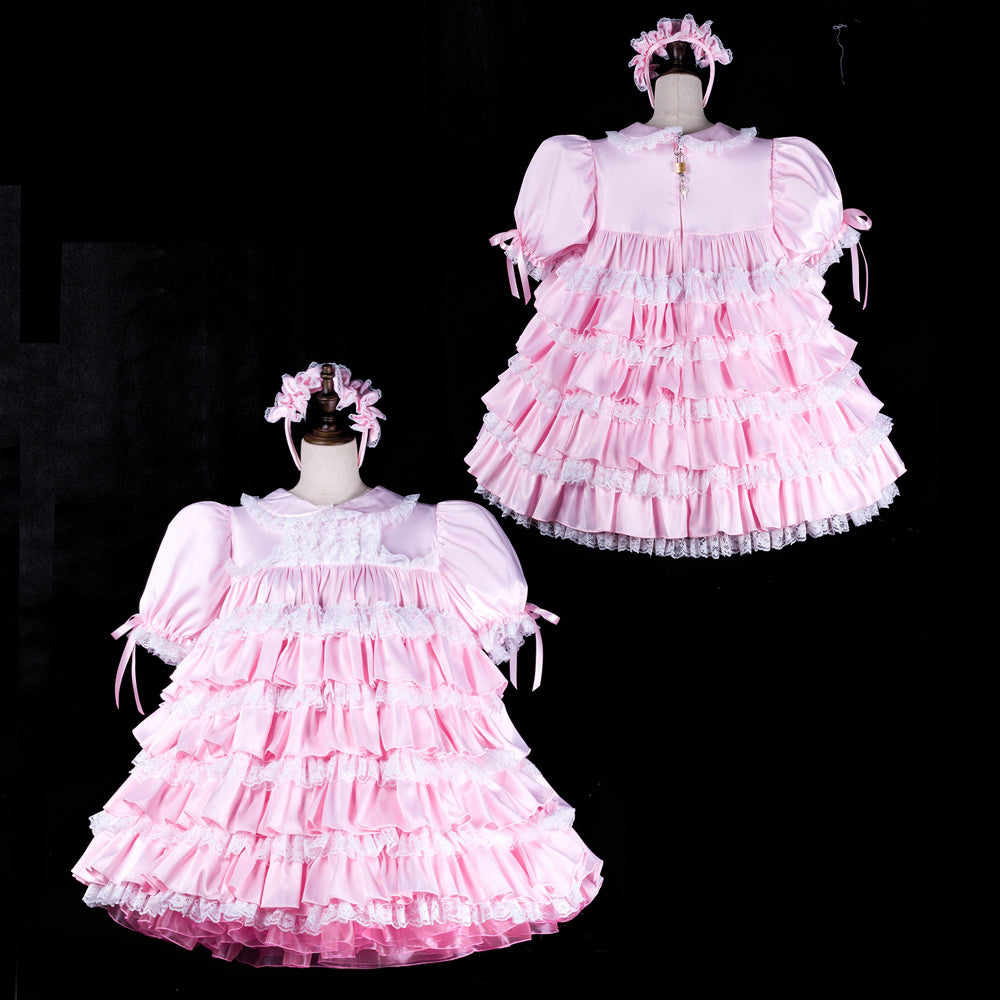 pink satin dress G2310