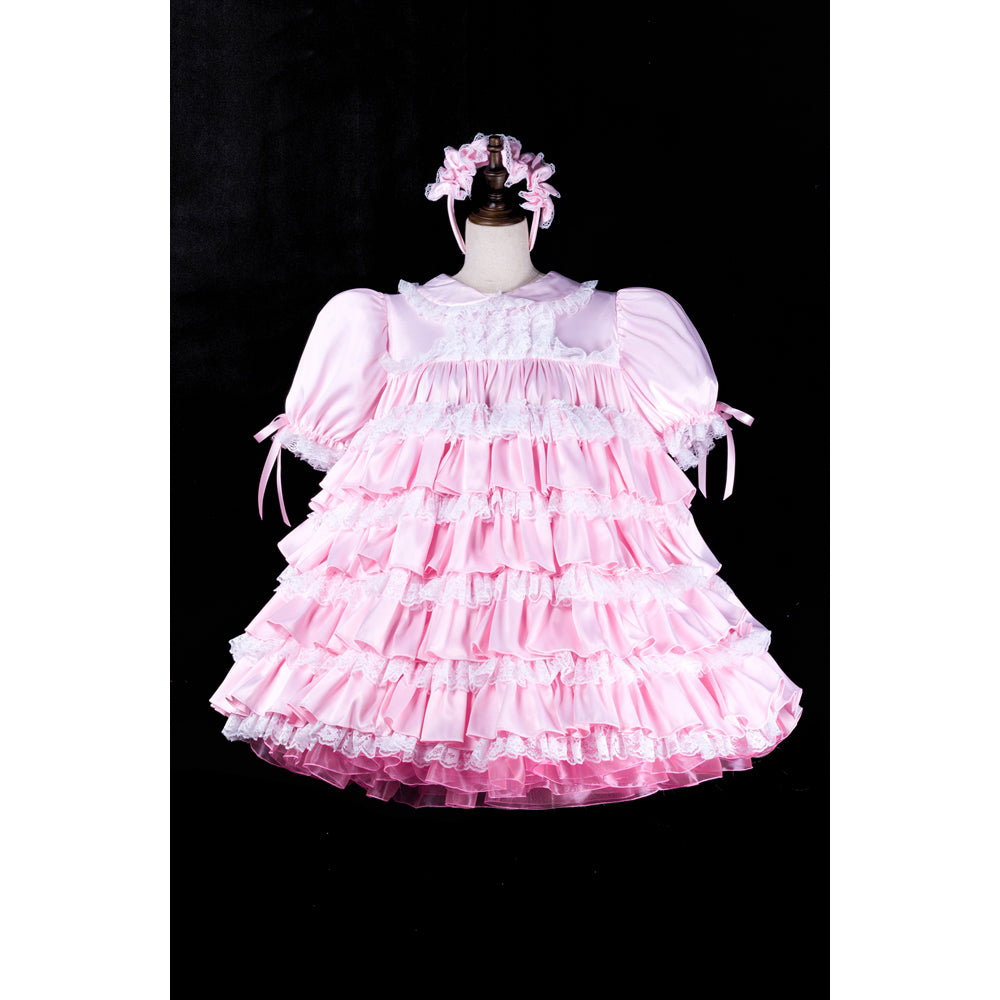pink satin dress G2310