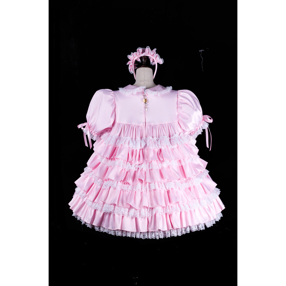 pink satin dress G2310