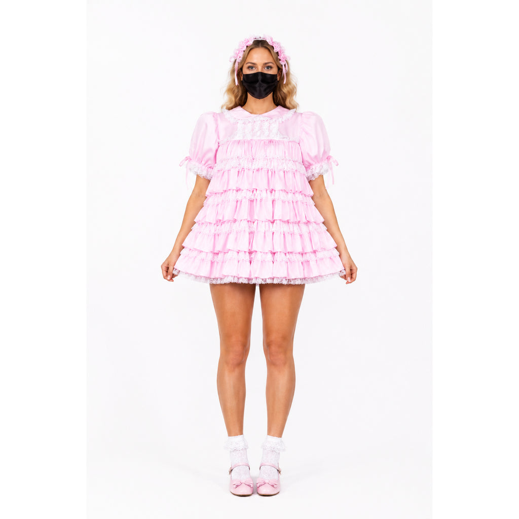 pink satin dress G2310
