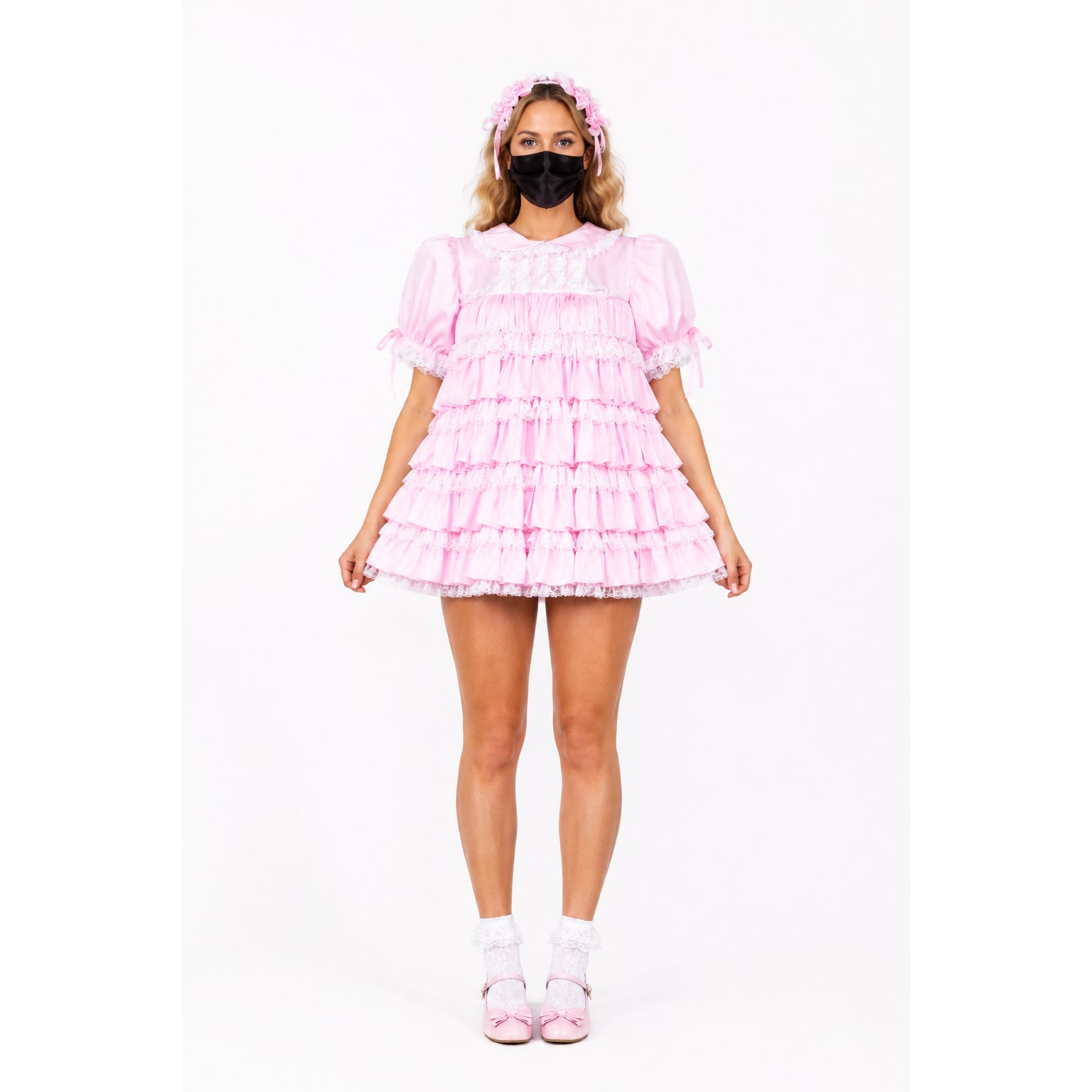pink satin dress G2310
