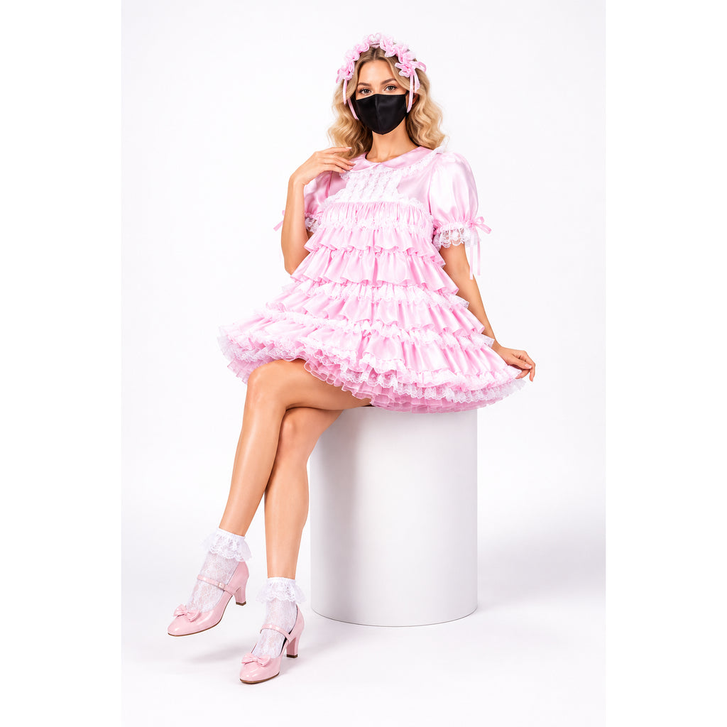 pink satin dress G2310
