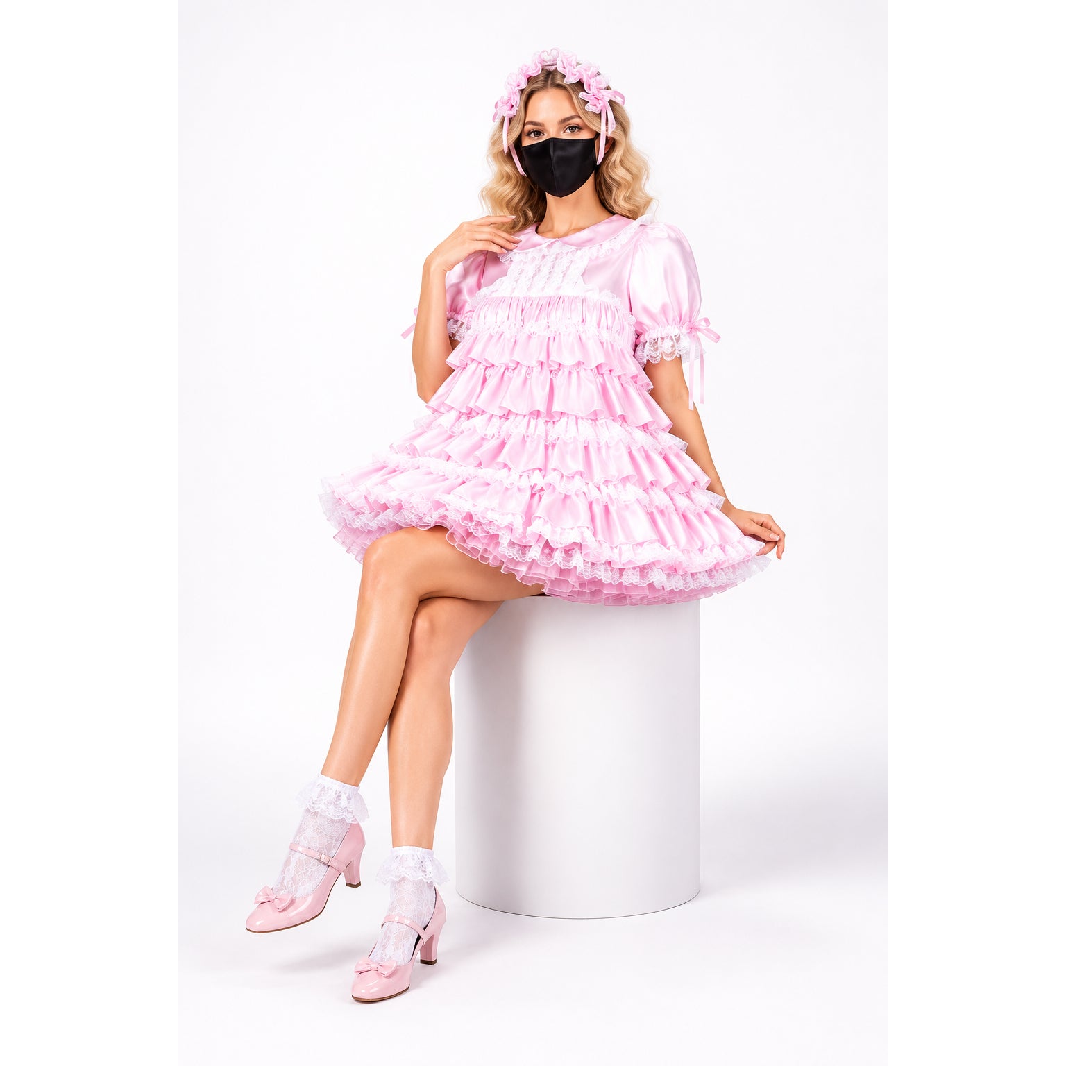 pink satin dress G2310