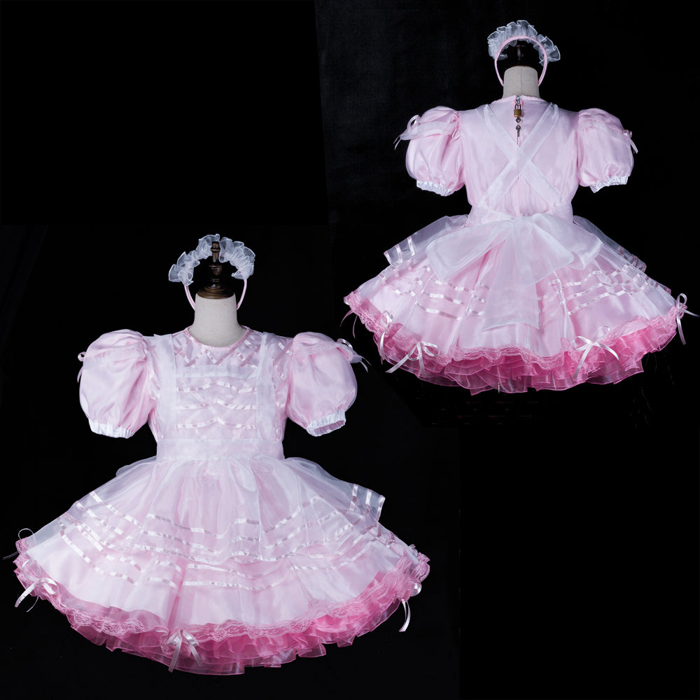 pink satin organza dress G2312