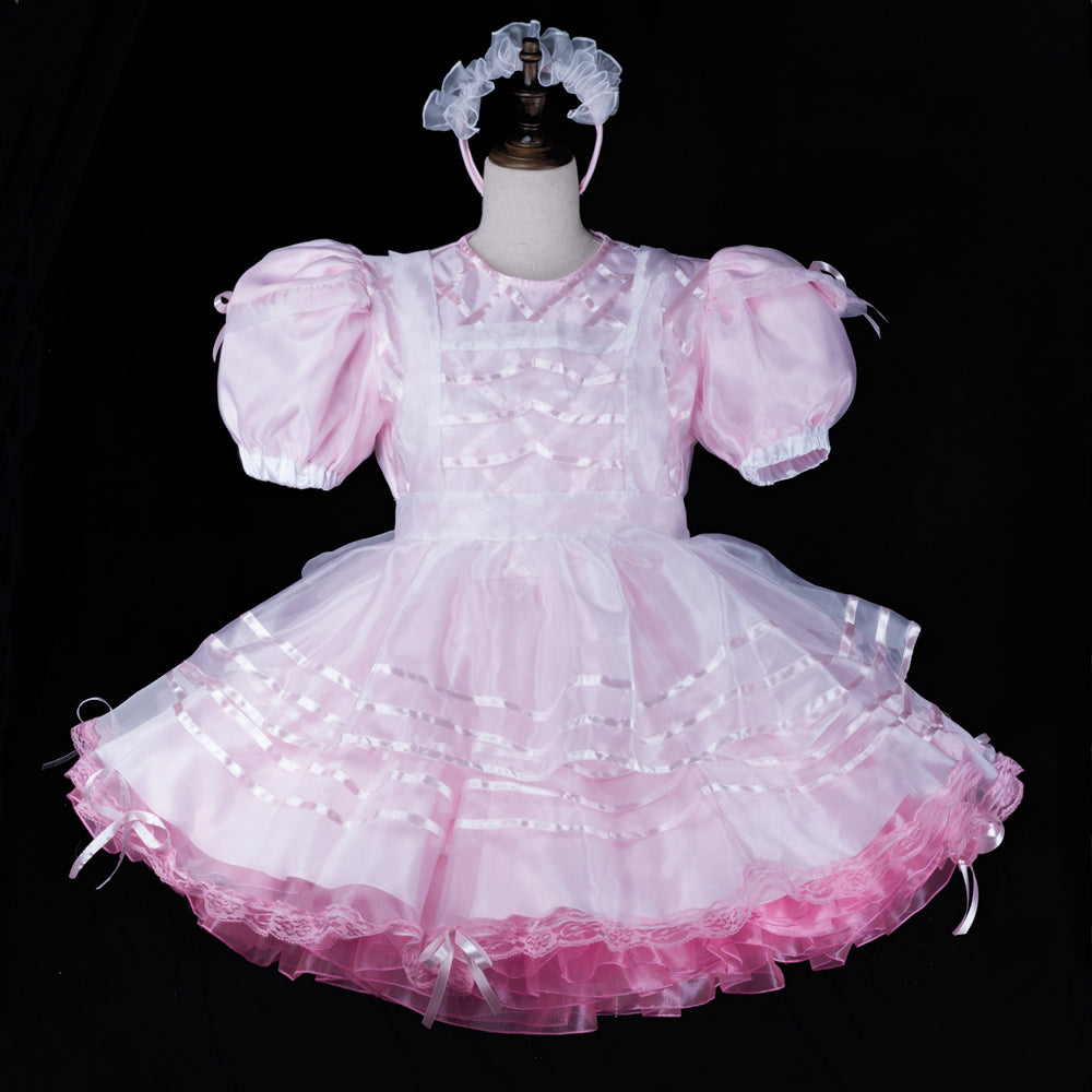 pink satin organza dress G2312