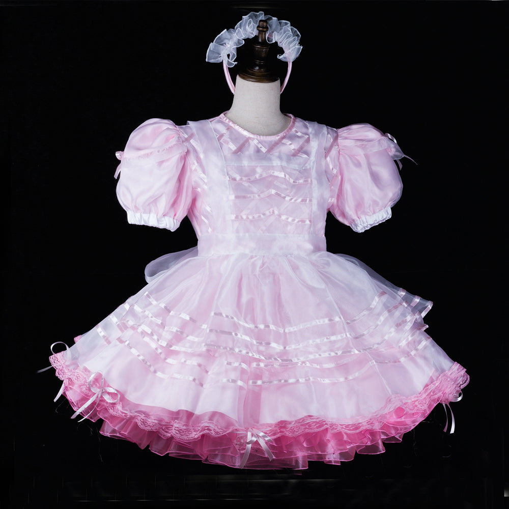 pink satin organza dress G2312