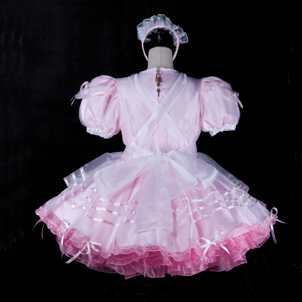 pink satin organza dress G2312