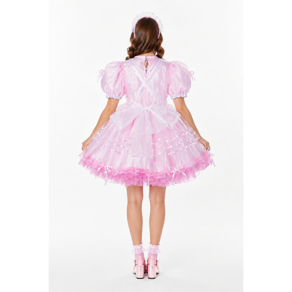 pink satin organza dress G2312