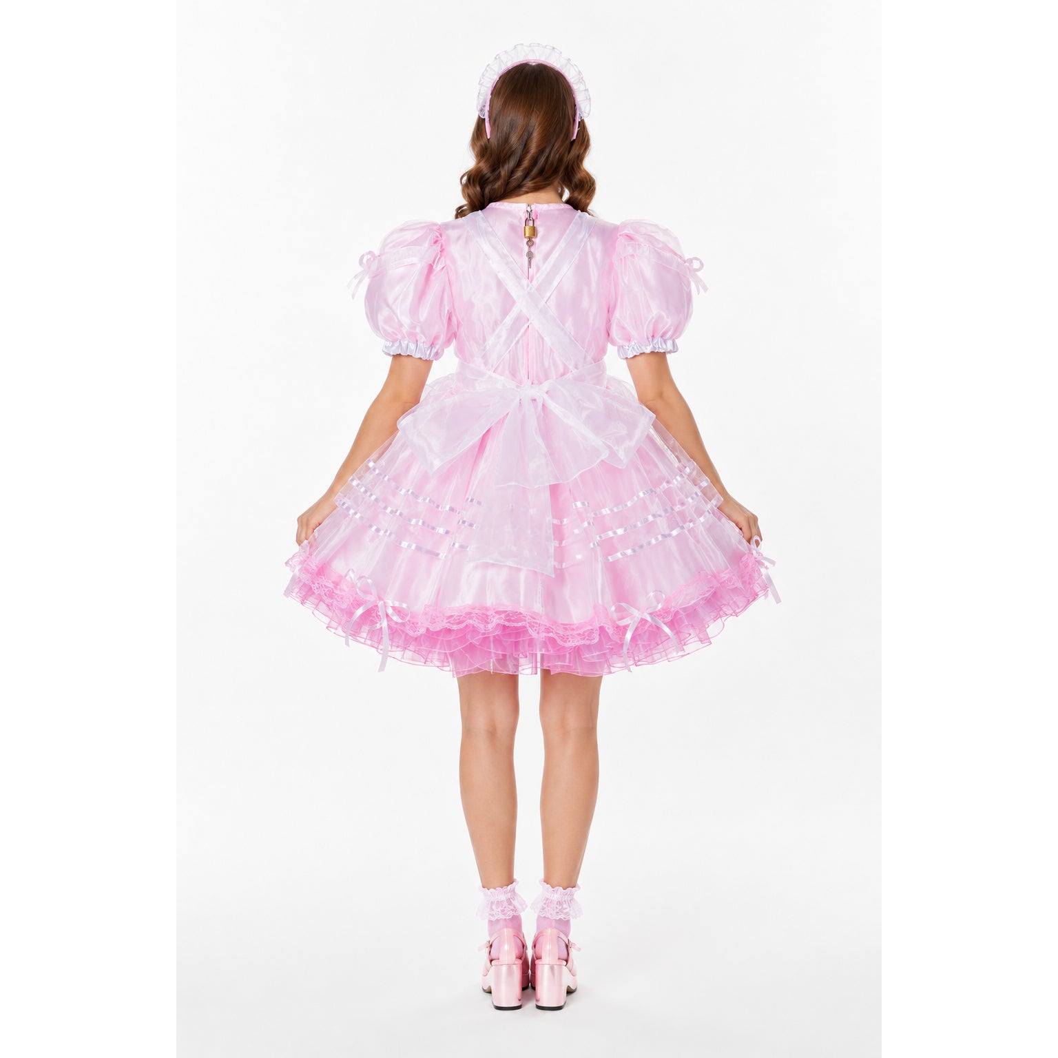 pink satin organza dress G2312