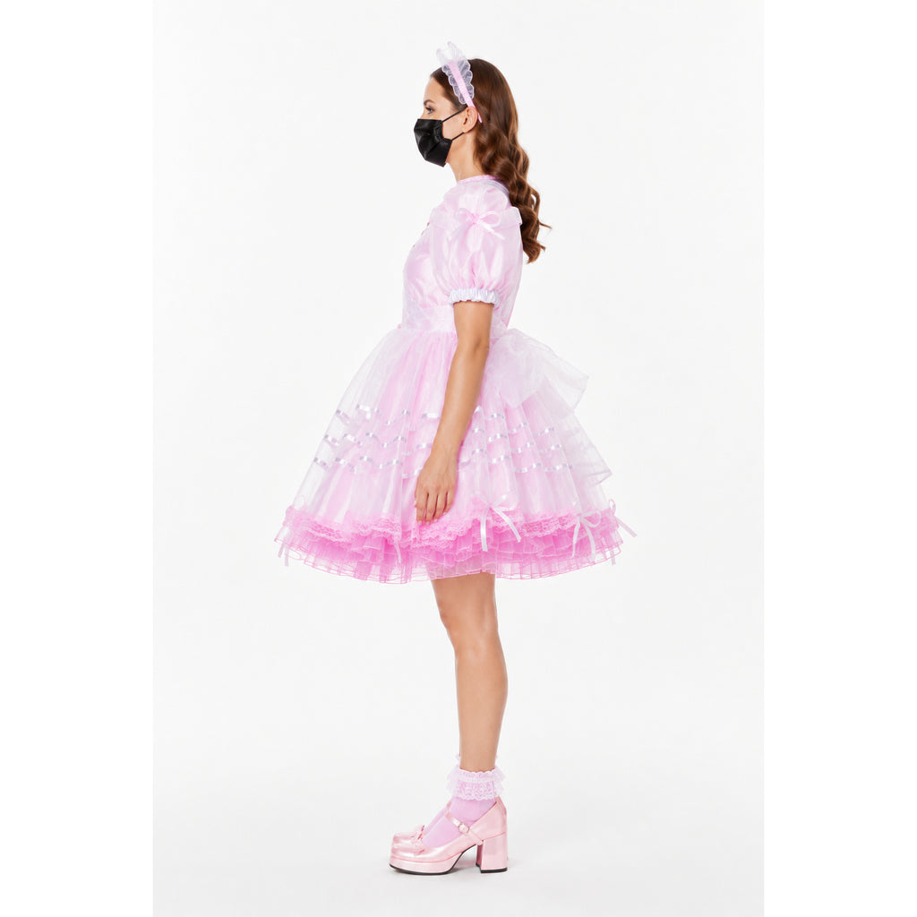 pink satin organza dress G2312