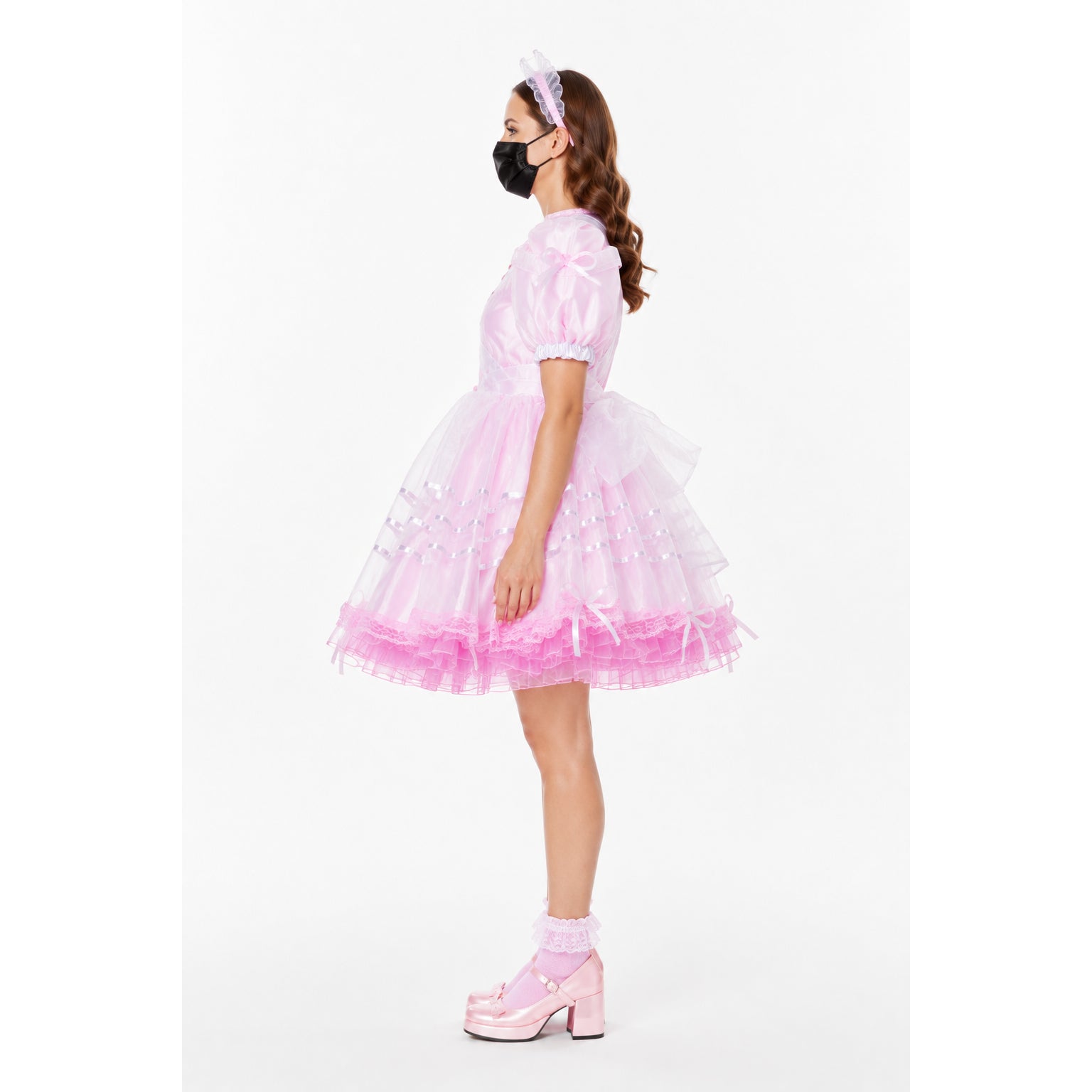 pink satin organza dress G2312
