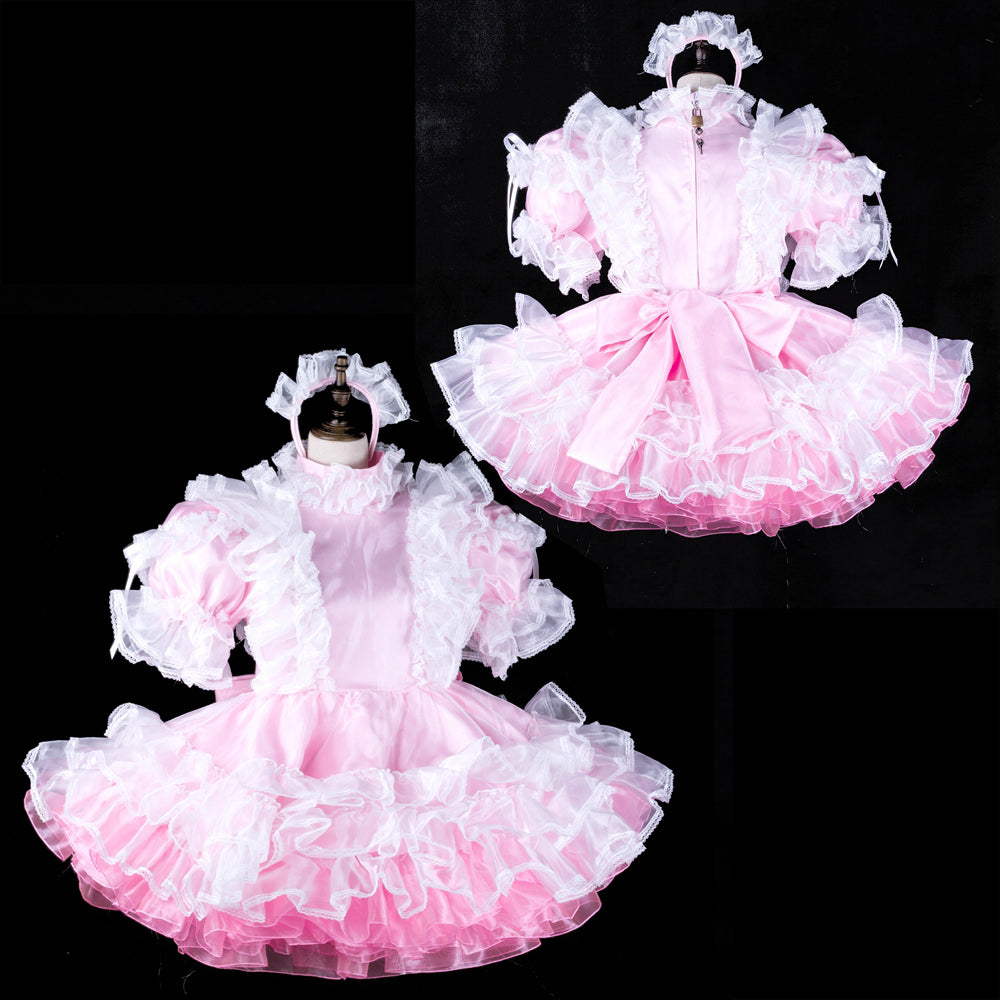 pink satin organza dress G2313
