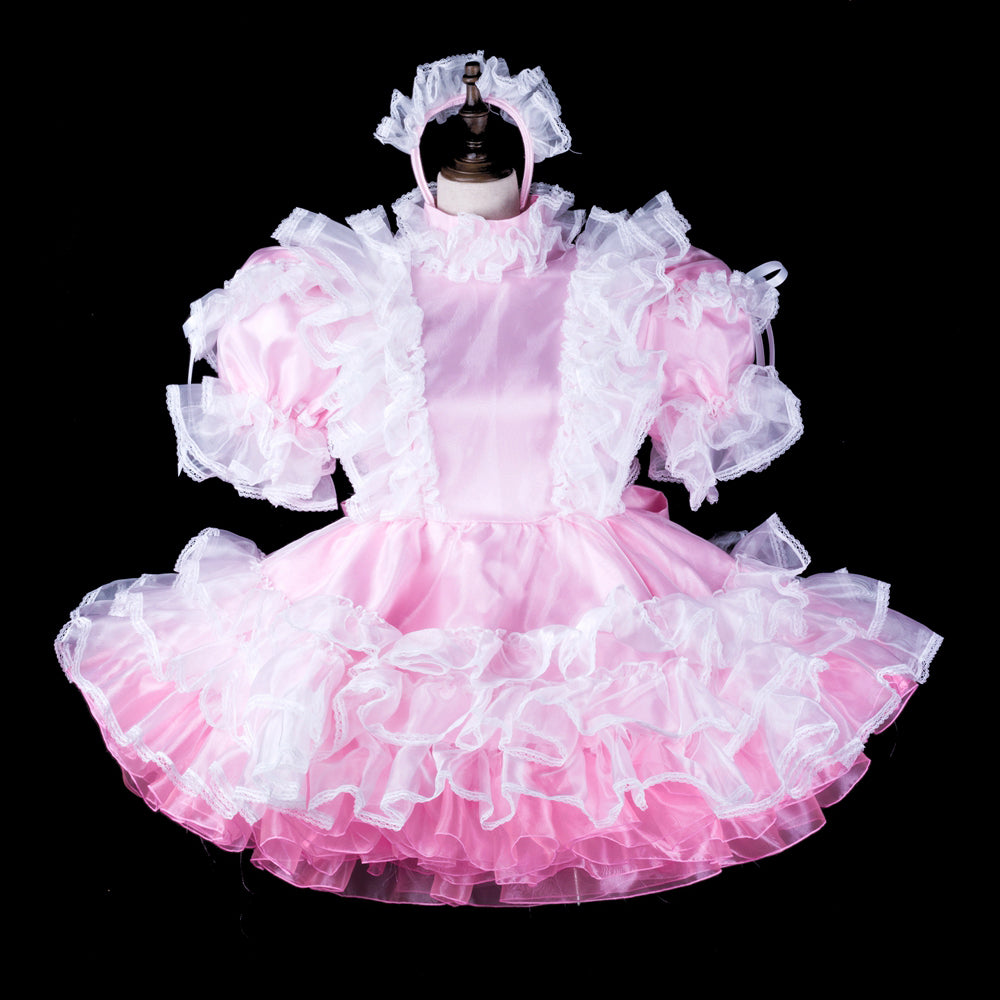 pink satin organza dress G2313