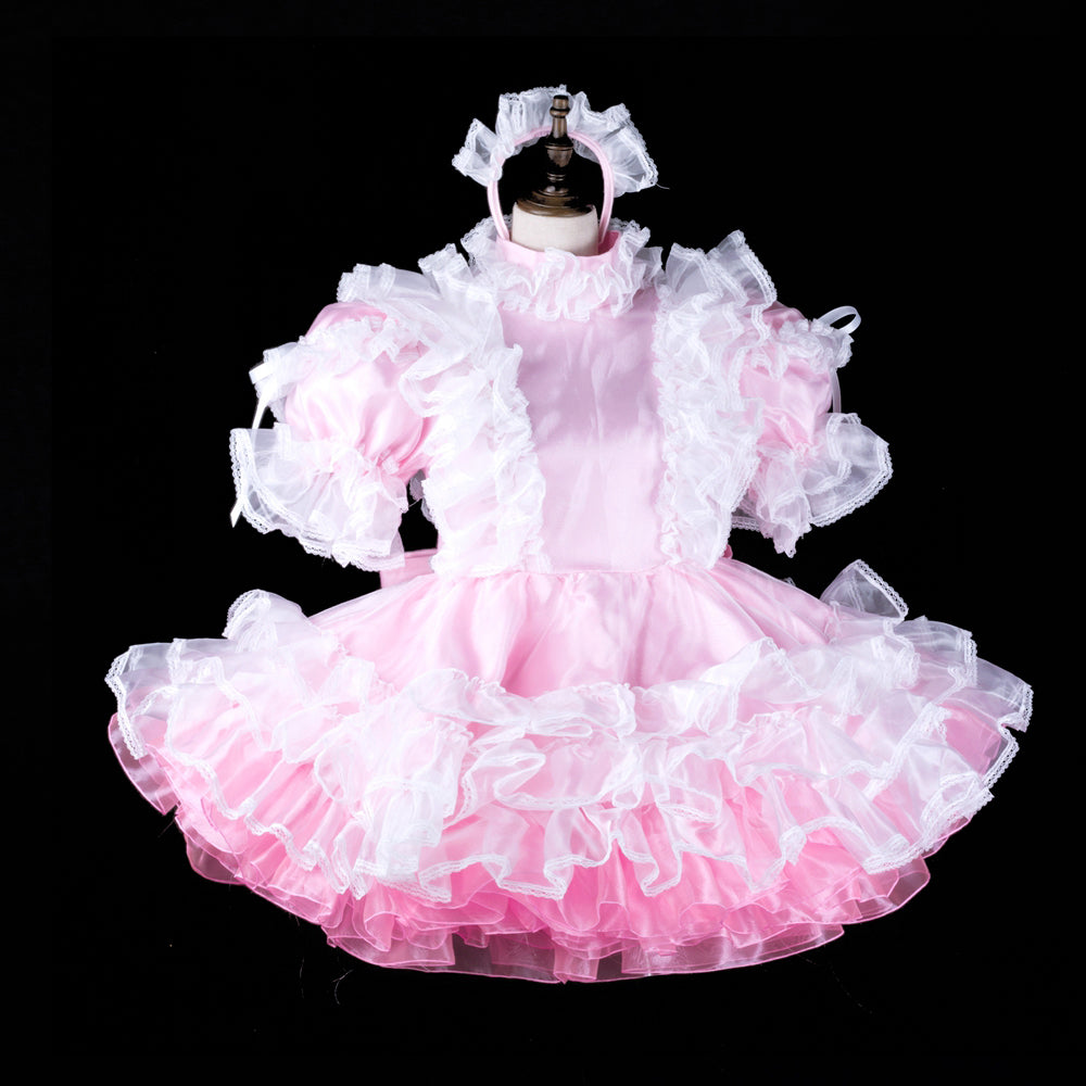 pink satin organza dress G2313