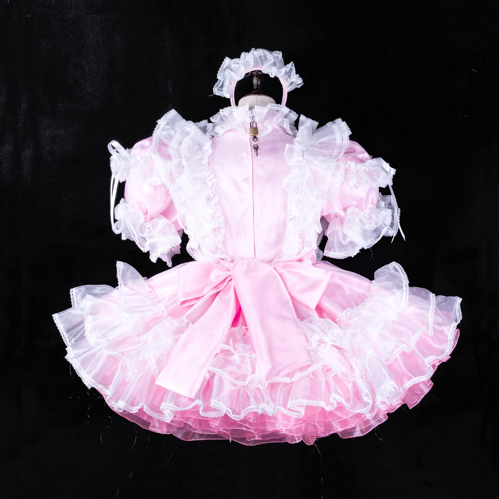 pink satin organza dress G2313