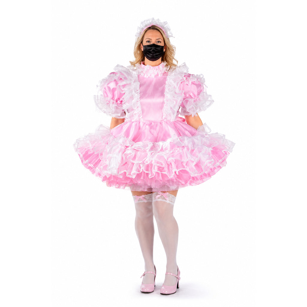 pink satin organza dress G2313