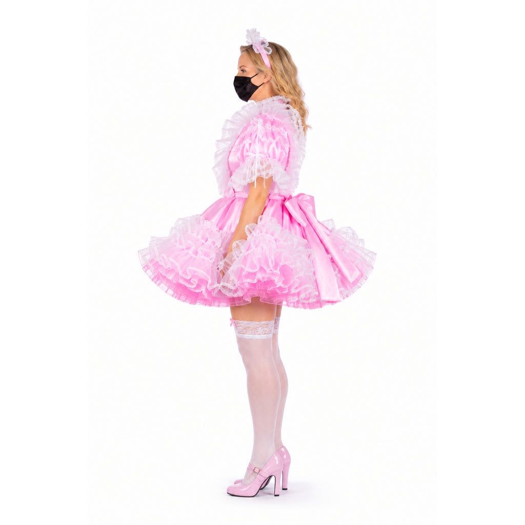 pink satin organza dress G2313