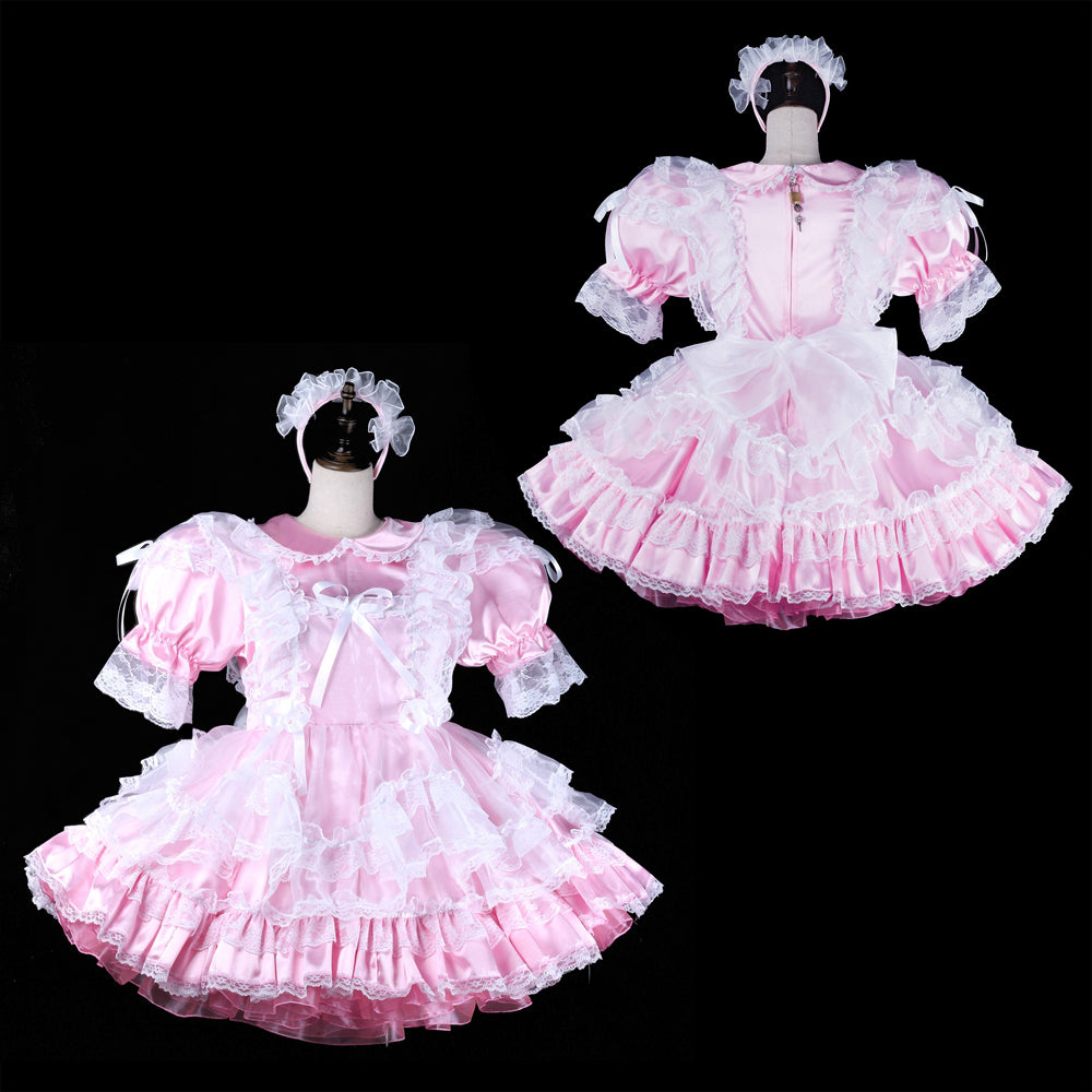 pink satin dress G2314