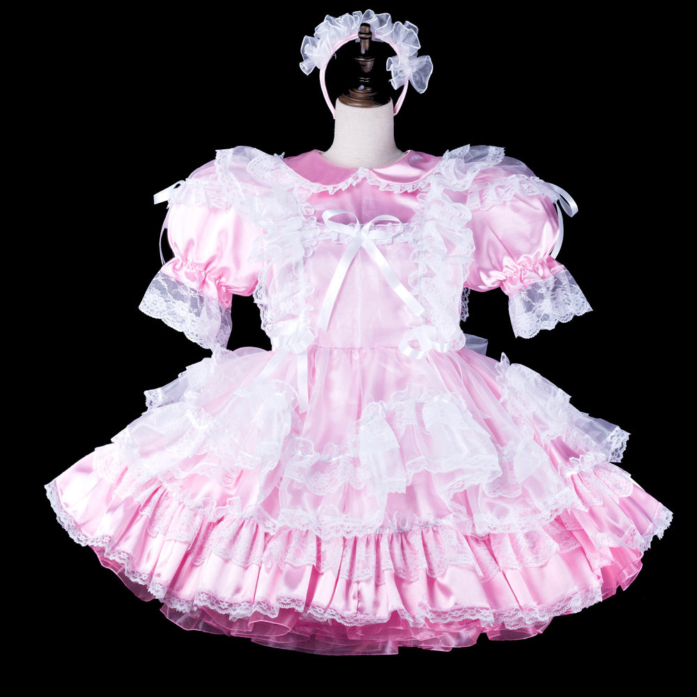 pink satin dress G2314
