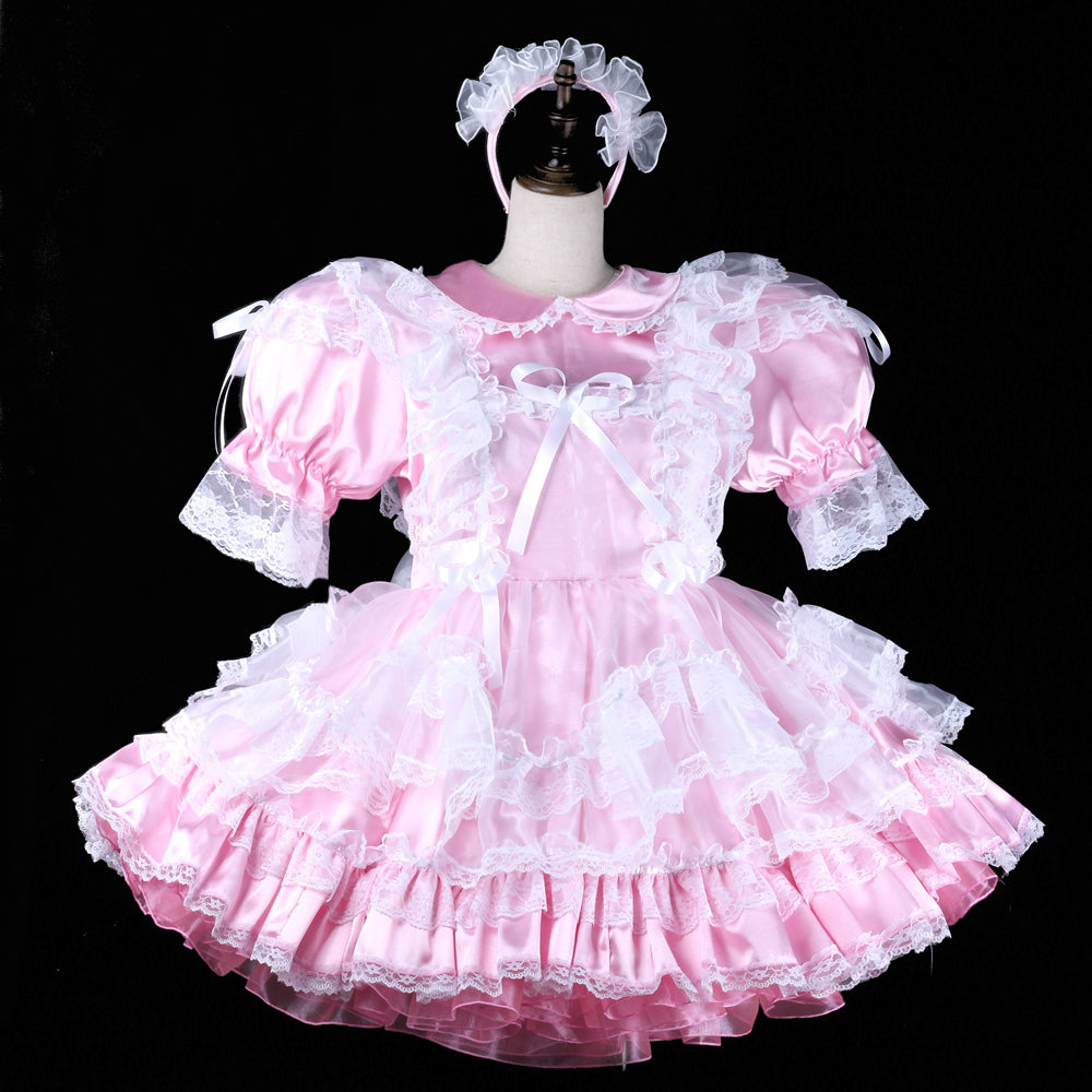 pink satin dress G2314