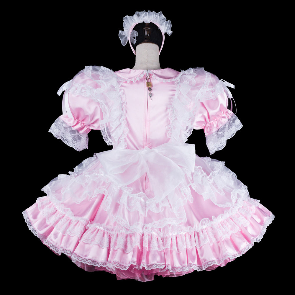 pink satin dress G2314