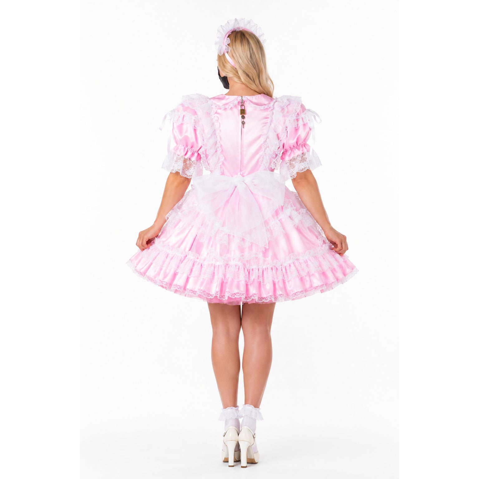 pink satin dress G2314