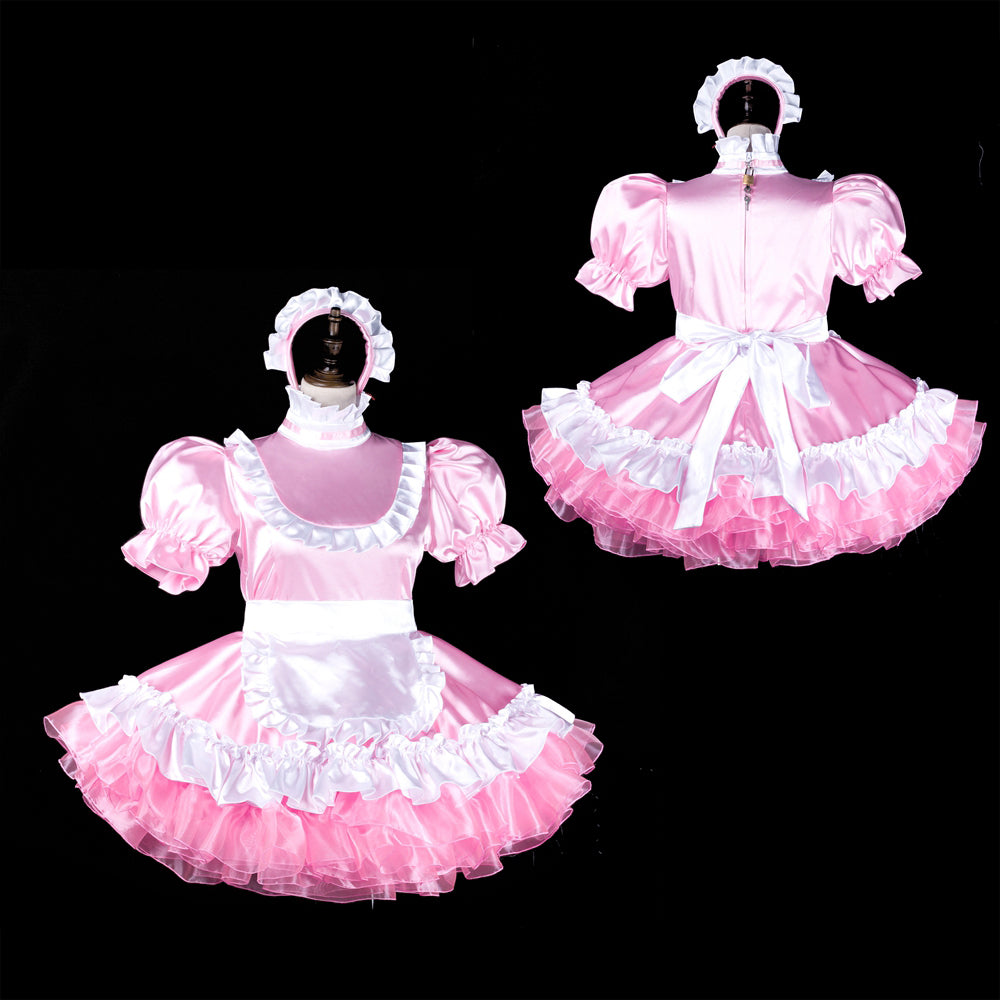pink satin dress G2315