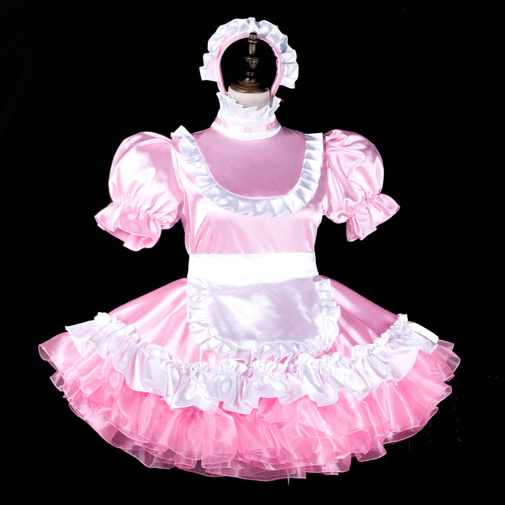 pink satin dress G2315