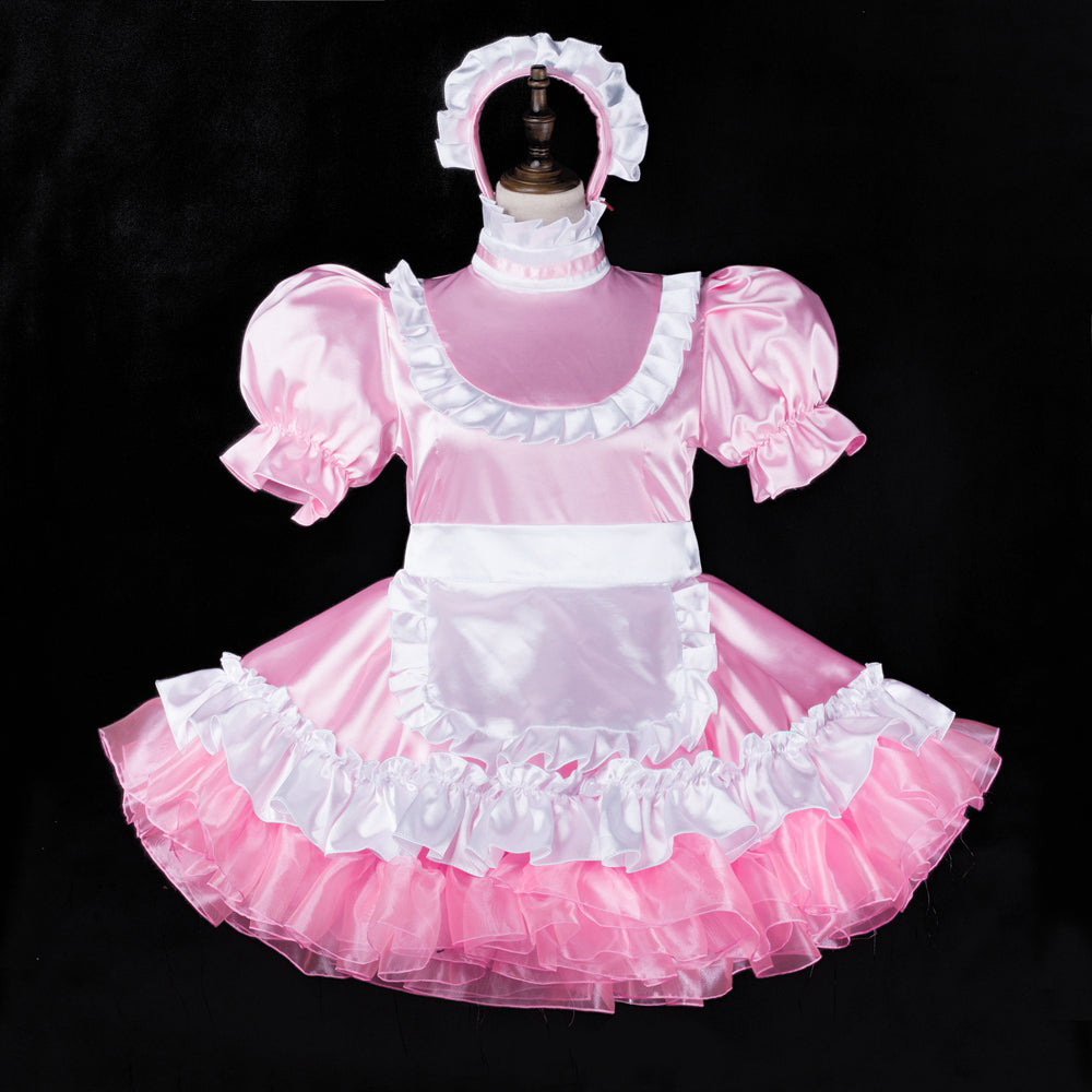 pink satin dress G2315