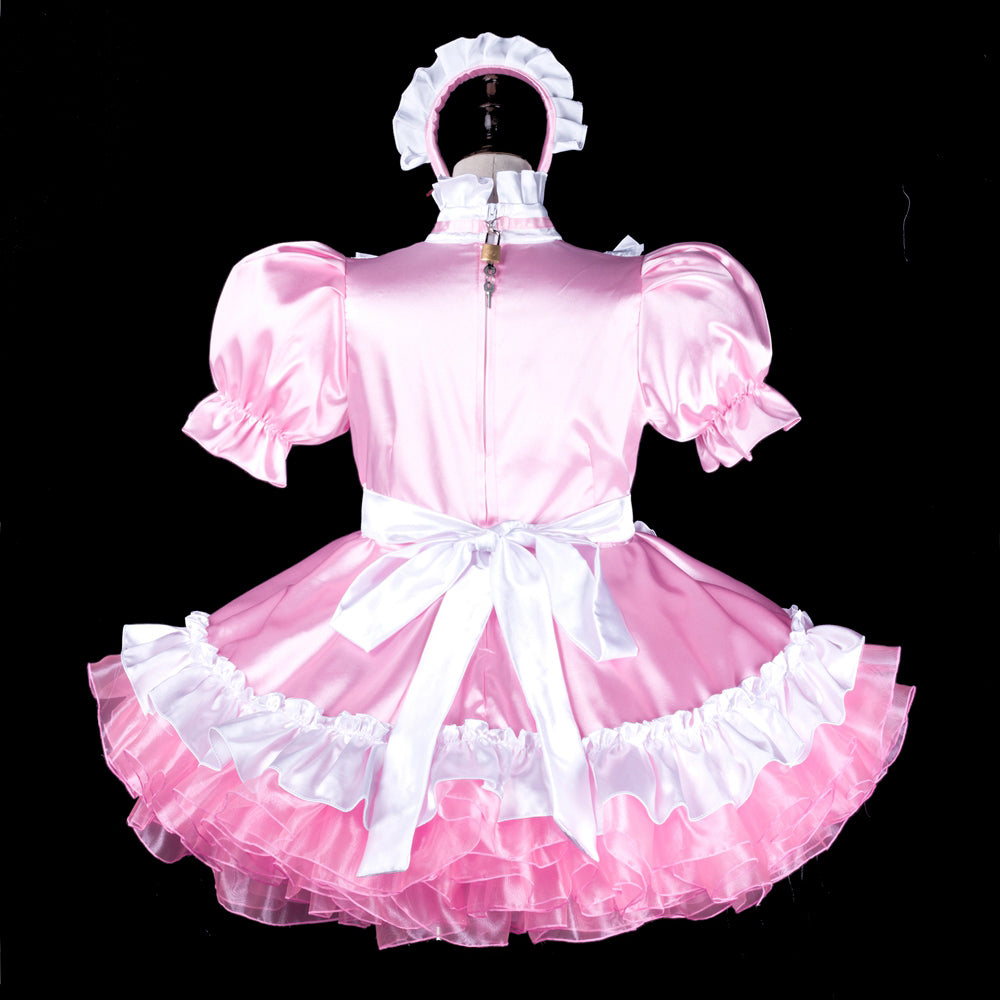 pink satin dress G2315