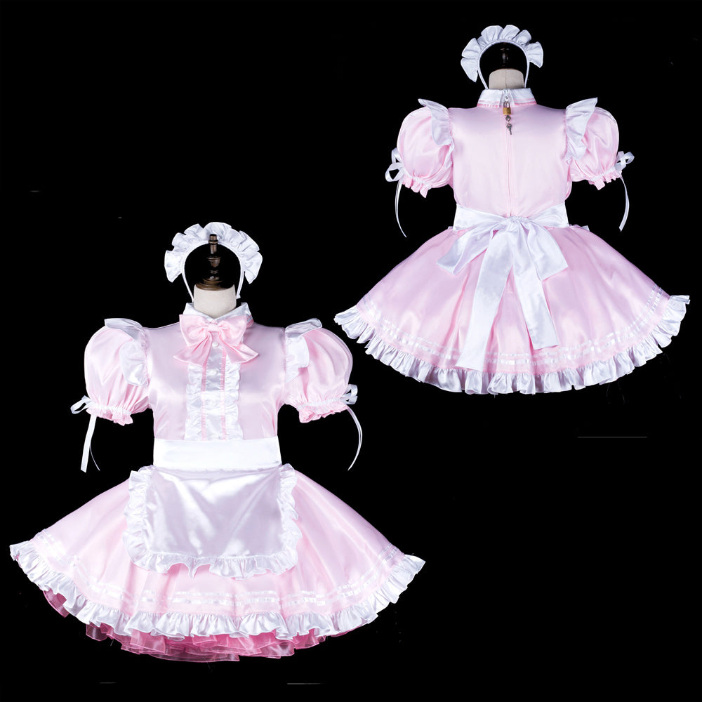 pink satin dress G2317