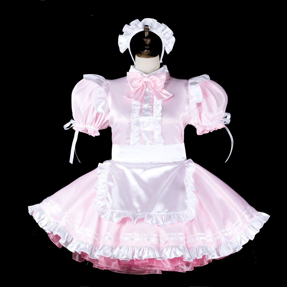 pink satin dress G2317