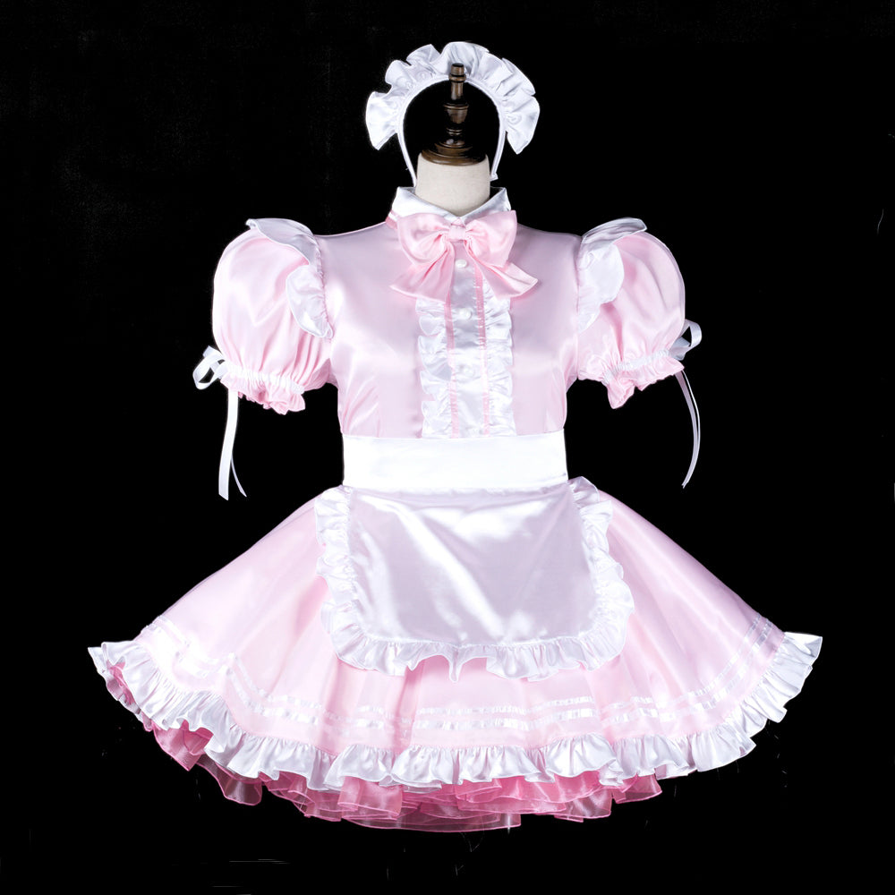 pink satin dress G2317