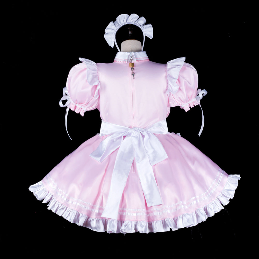 pink satin dress G2317