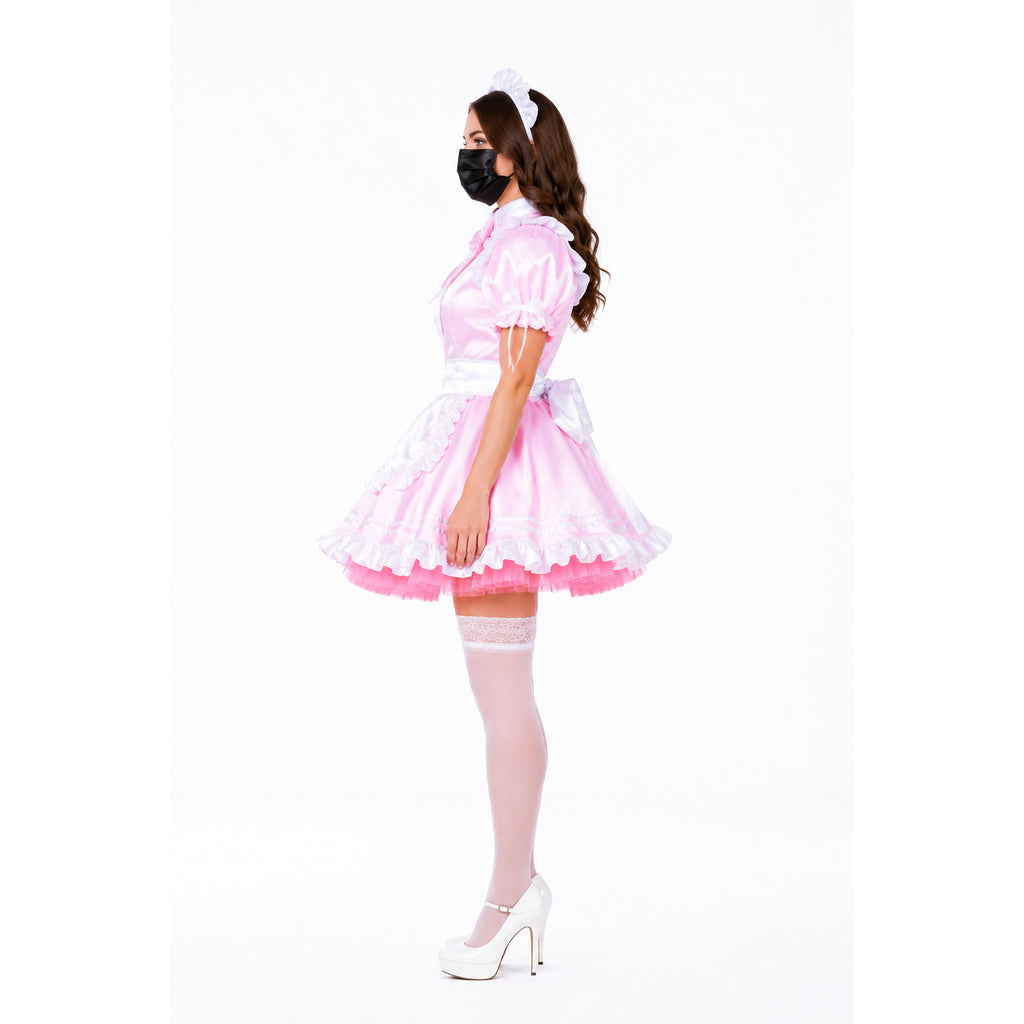 pink satin dress G2317