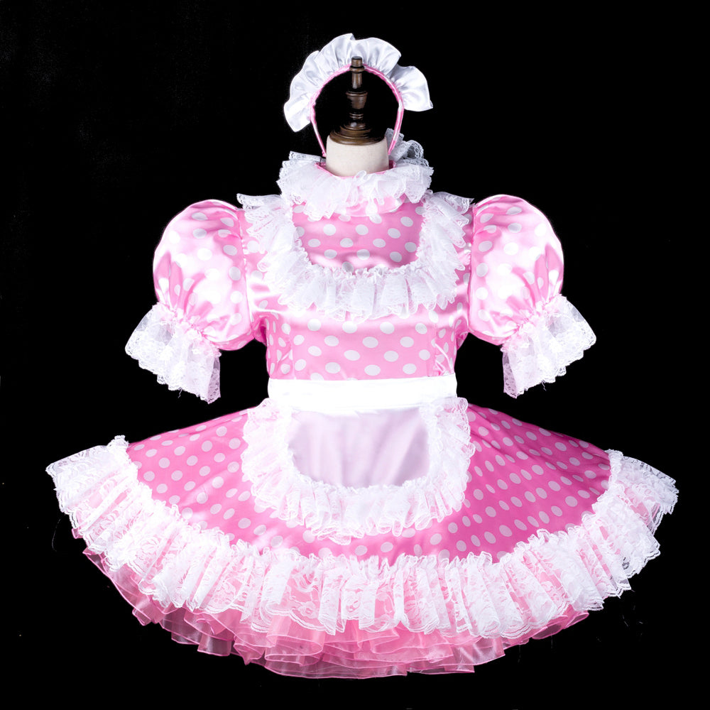 pink satin dress G2319